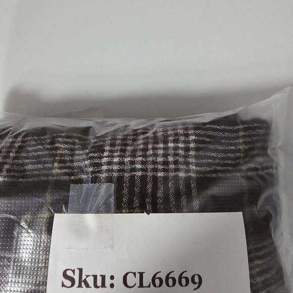 Habitat Womens Top Small Black Gray Plaid Gauzy Button Front Long Sleeve NWT - Picture 13 of 13